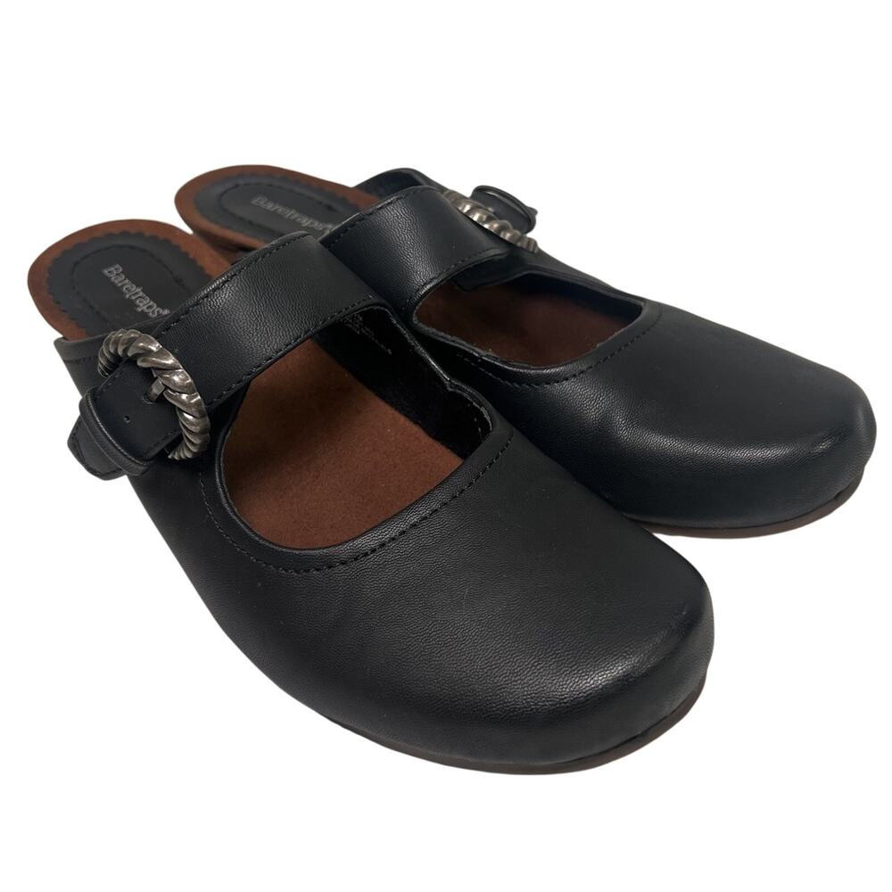BareTraps Luna Clogs Women’s Size 9.5M Black Slip-On Mules Comfort Shoes Buckle